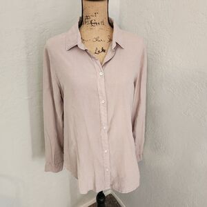 Thread & Supply Long Sleeve Button Women MED Capsule Office Lagenlook Minimalist